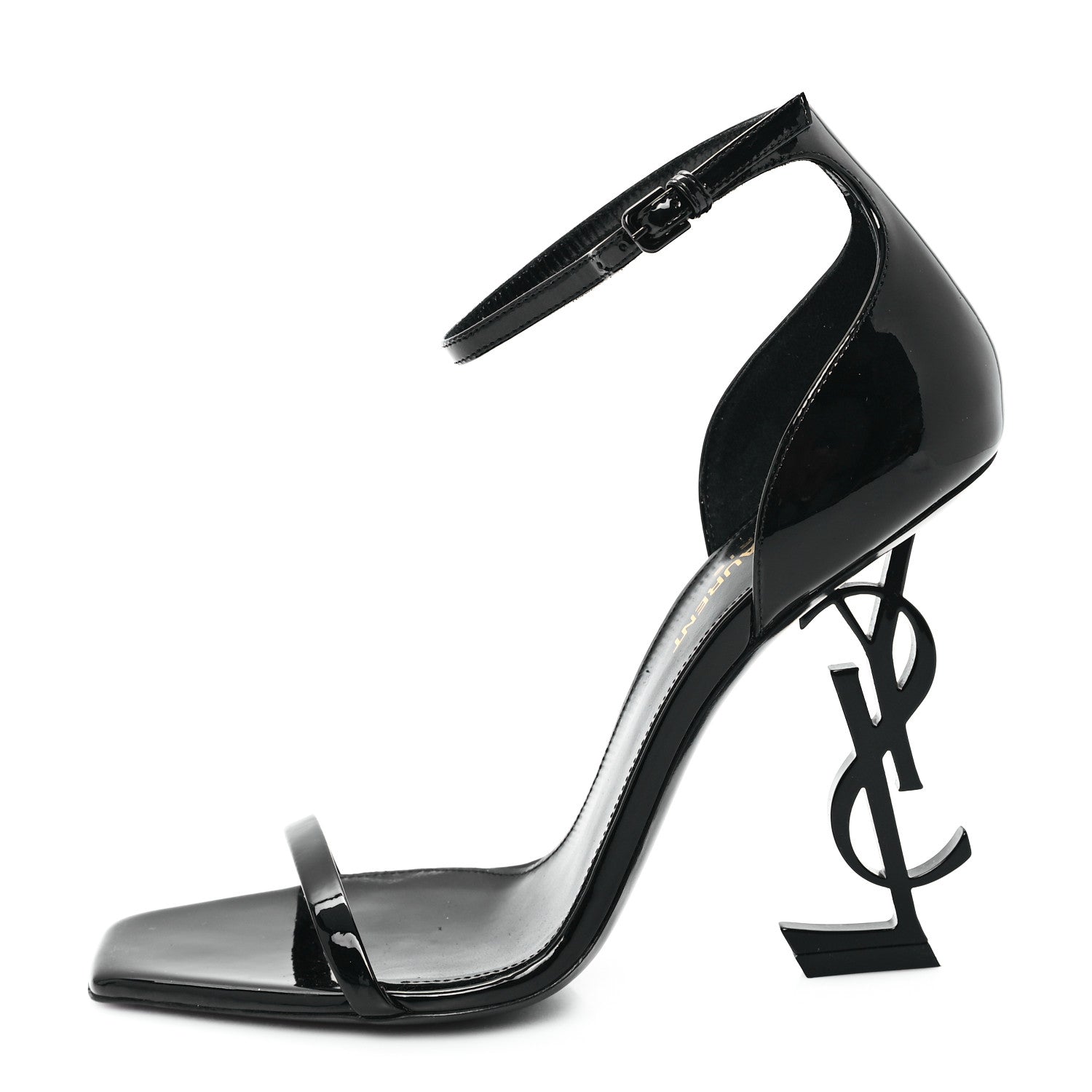 Saint Laurent Patent Calfskin Opyum 110 Sandals 37.5 Black 1 of 10