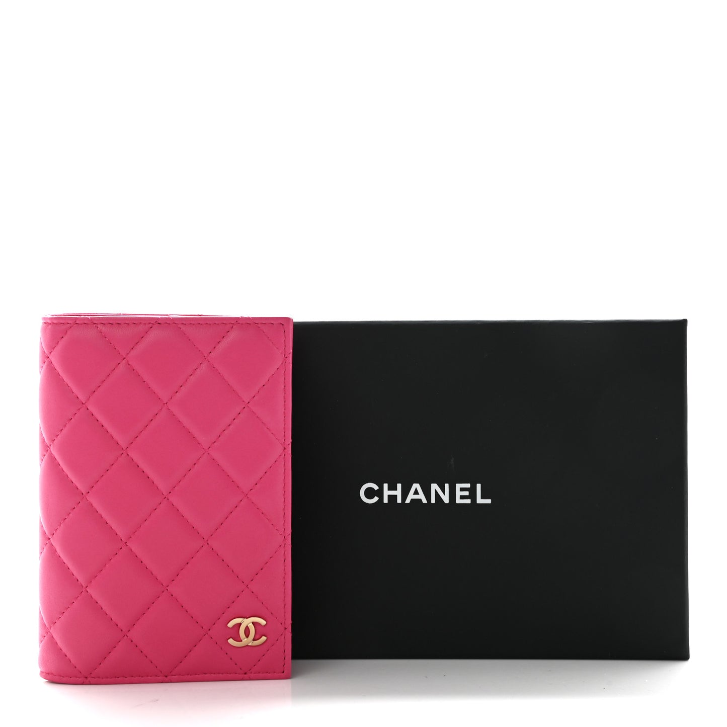 Lambskin Quilted Passport Holder Pink