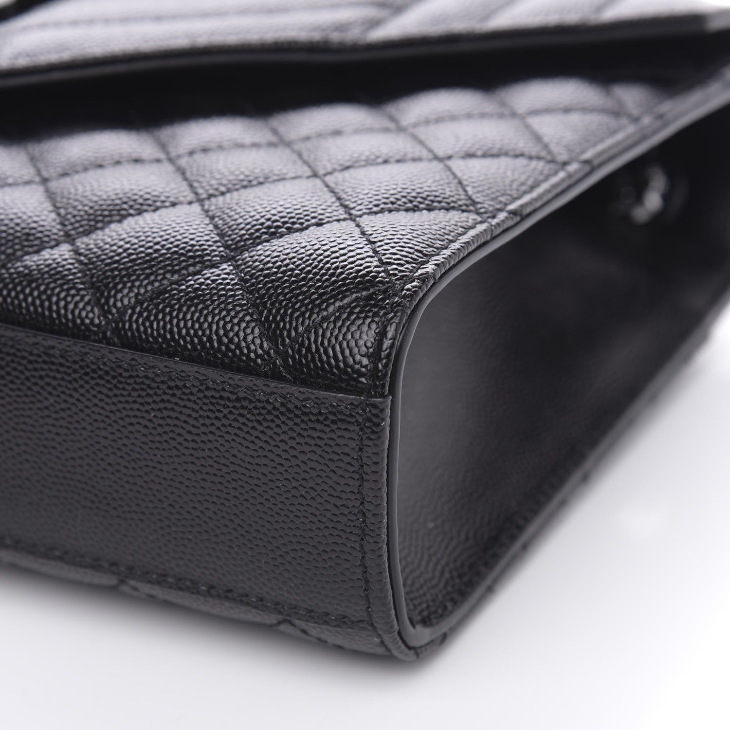 Saint Laurent Grain De Poudre Textured Mixed Matelasse Triquilt Medium Monogram Satchel Black 10 of 10