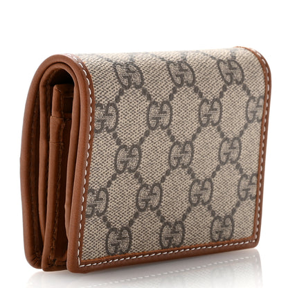 Gucci GG Supreme Monogram Textured Calfskin Emblem Mini Wallet Beige Dark Brown 3 of 8