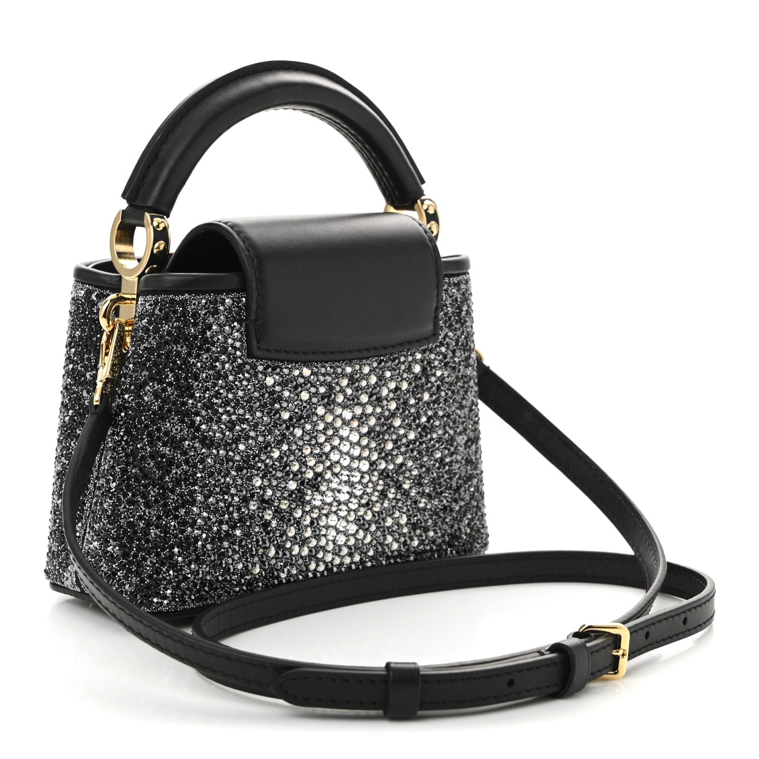 Louis Vuitton Crystal Cowhide Nano Capucines Silver Black 4 of 10