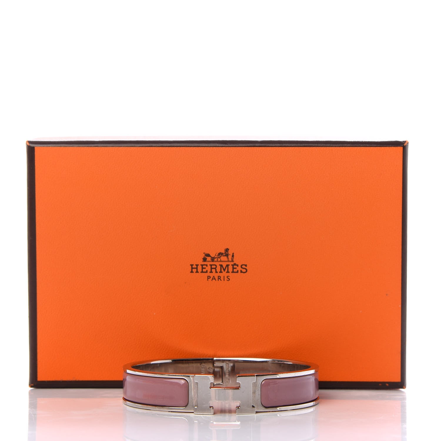 Hermes Enamel Narrow Clic Clac H Bracelet GM Dusty Rose 5 of 5