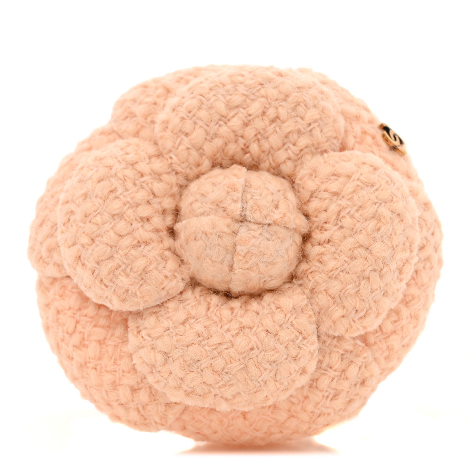 Chanel Tweed Camellia Pin Brooch Pink 1 of 4