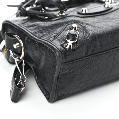Balenciaga Agneau Classic Silver Hardware Mini City Logo Strap Black Jaune Soleil 7 of 8