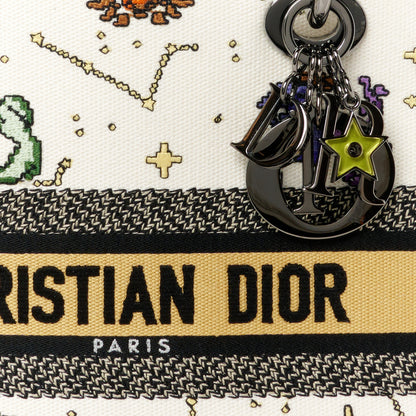 Christian Dior Canvas Pixel Zodiac Embroidered Medium Lady D-Lite Ecru Multicolor 8 of 10