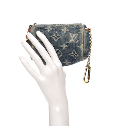 Louis Vuitton Monogram Denim Pochette Speedy PM Key Holder Blue 2 of 7