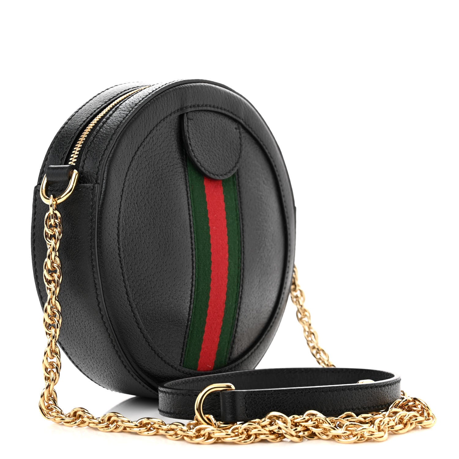 Gucci Grained Calfskin Web Mini Ophidia Round Shoulder Bag Black 3 of 10