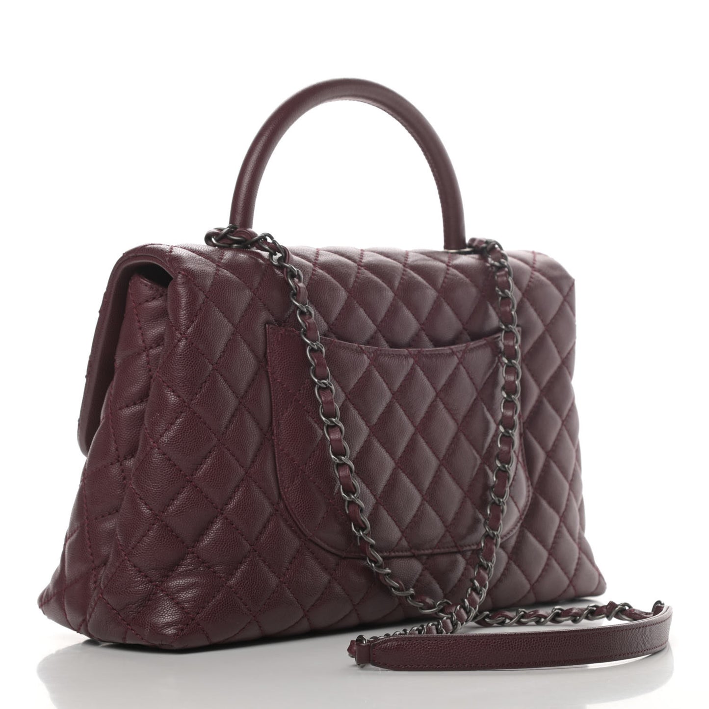 Caviar Quilted Medium Coco Handle Flap Burgundy