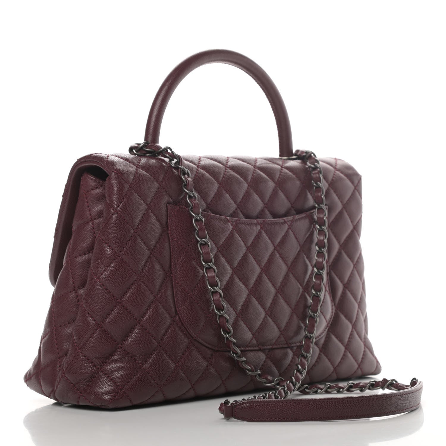 Chanel Caviar Quilted Medium Coco Handle Flap Burgundy 2 of 5