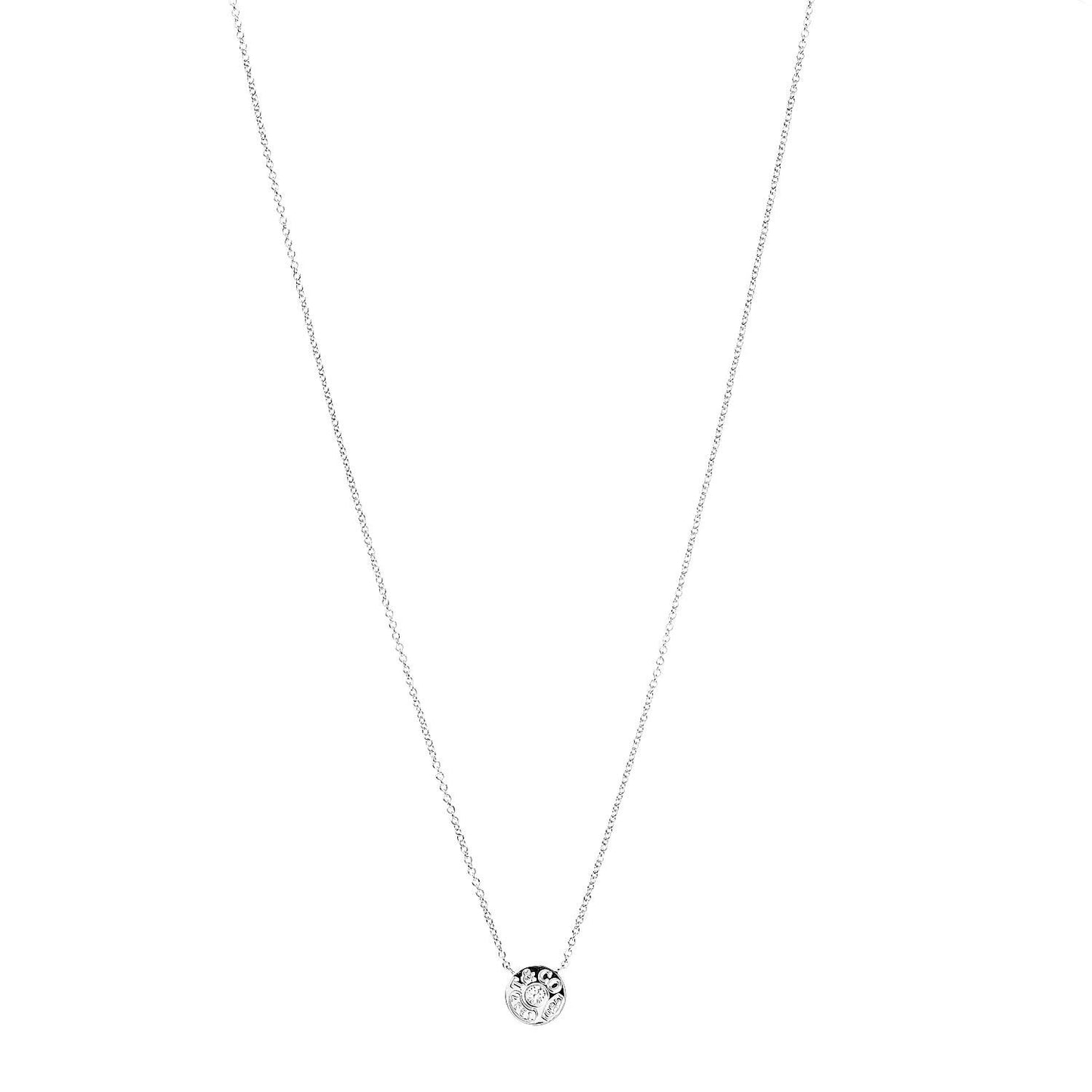 18K White Gold Diamond 1837 Circle Pendant Necklace