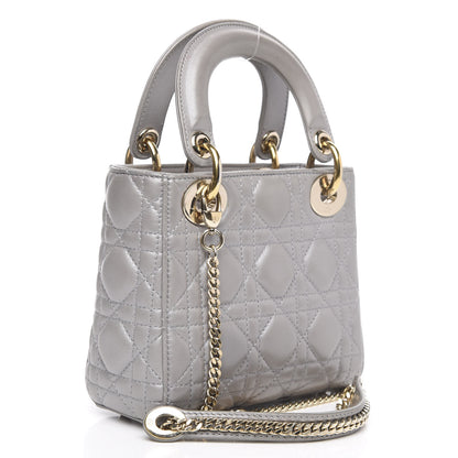 Christian Dior Metallic Lambskin Cannage Mini Lady Dior Grey 3 of 14