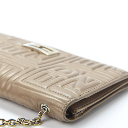 Fendi Metallic Nappa Logo Embossed Long Wallet On Chain Gold 8 of 11