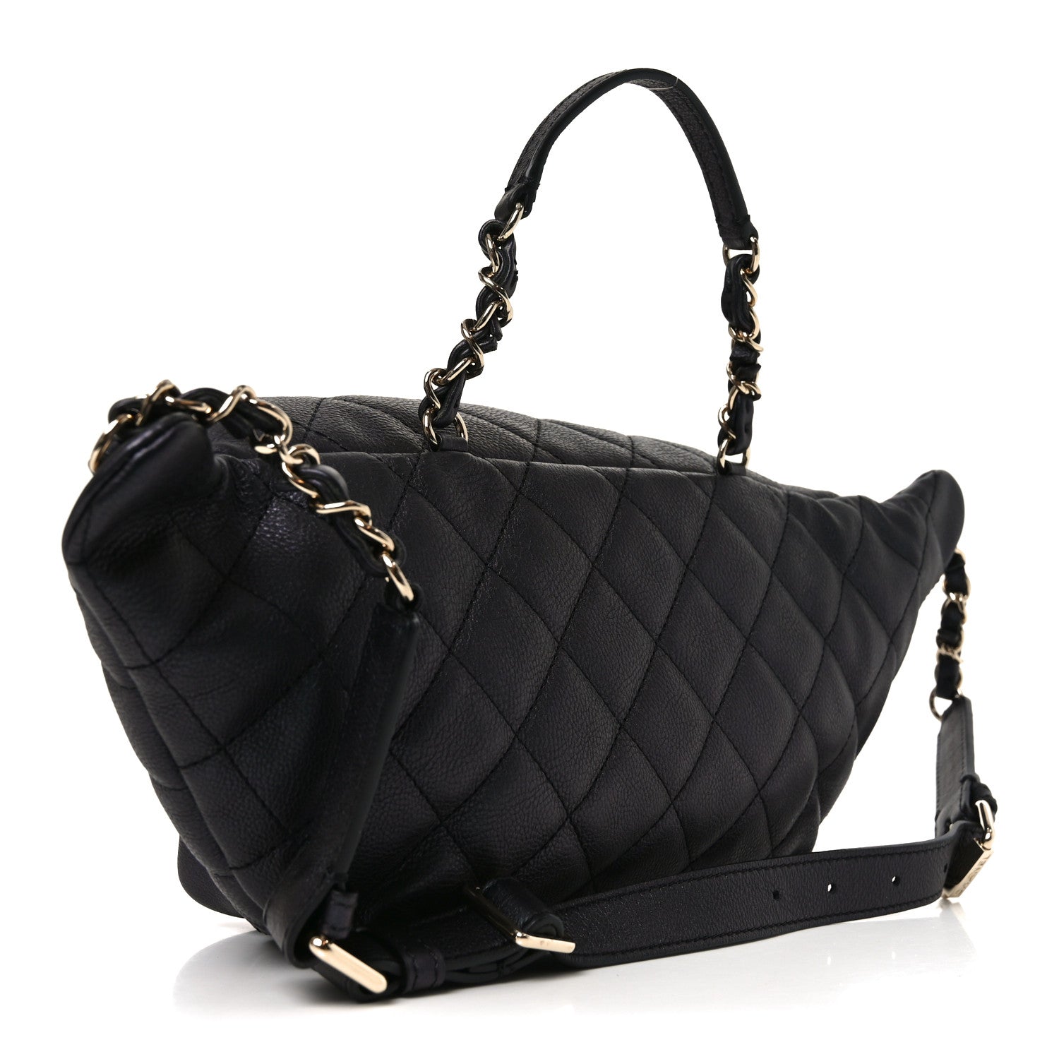 Chanel Iridescent Calfskin Quilted All About Waist Belt Bag Black