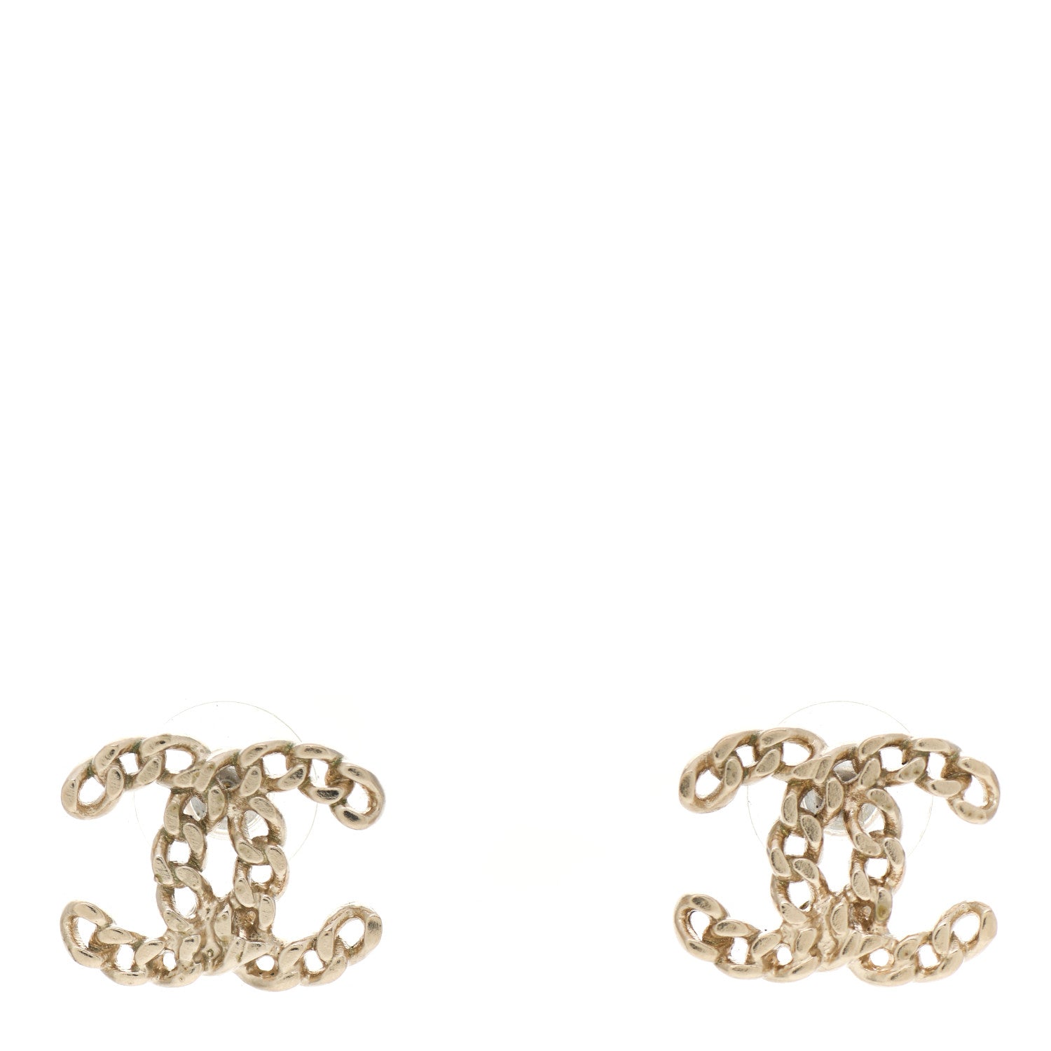Chanel Metal Chain Link CC Earrings Gold 1 of 4