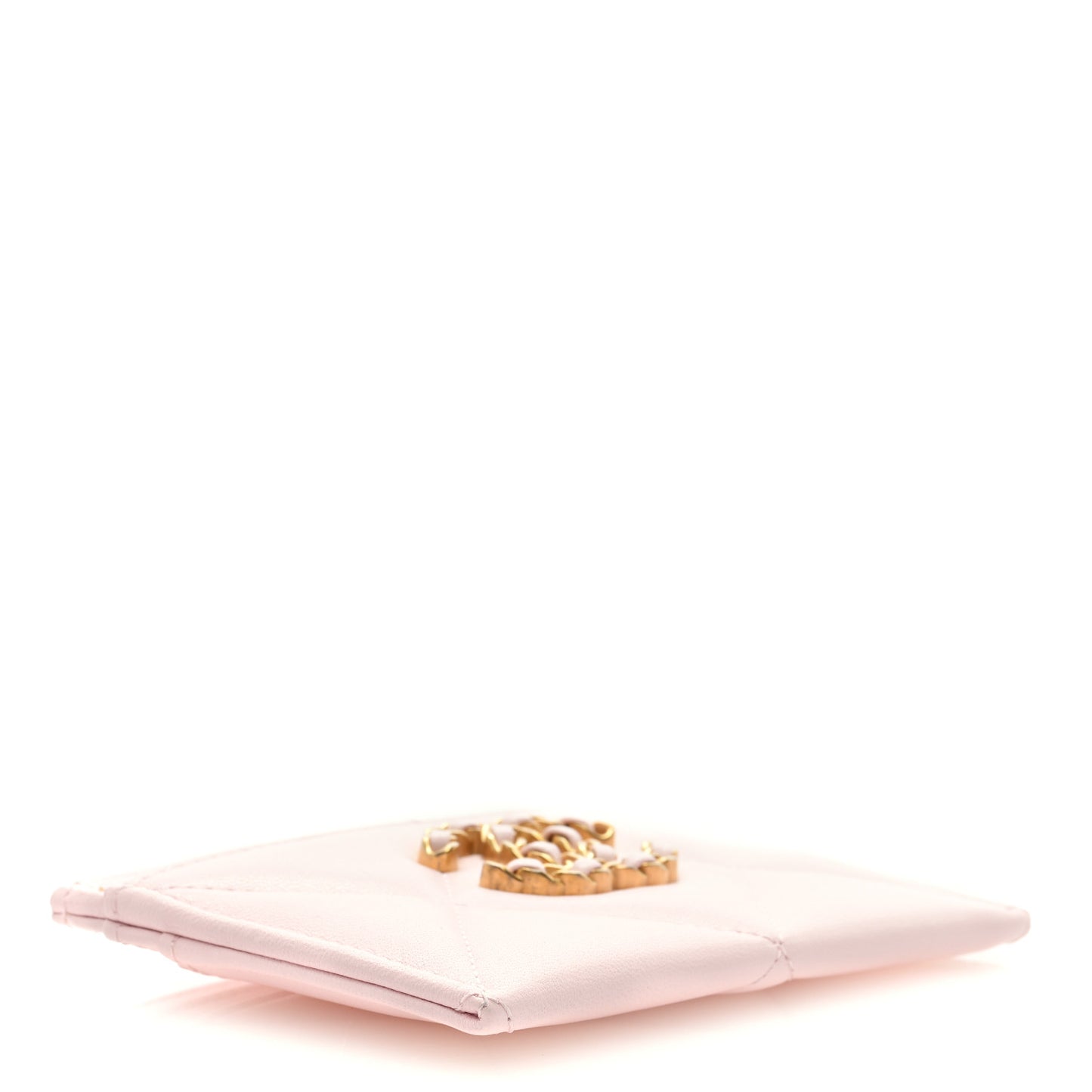 Lambskin Quilted Chanel 19 Card Holder Light Pink