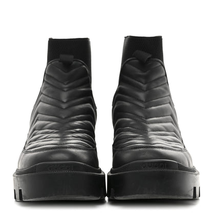 Gucci Calfskin Nappa Matelasse Frances Chelsea Boots 39 Black 3 of 9