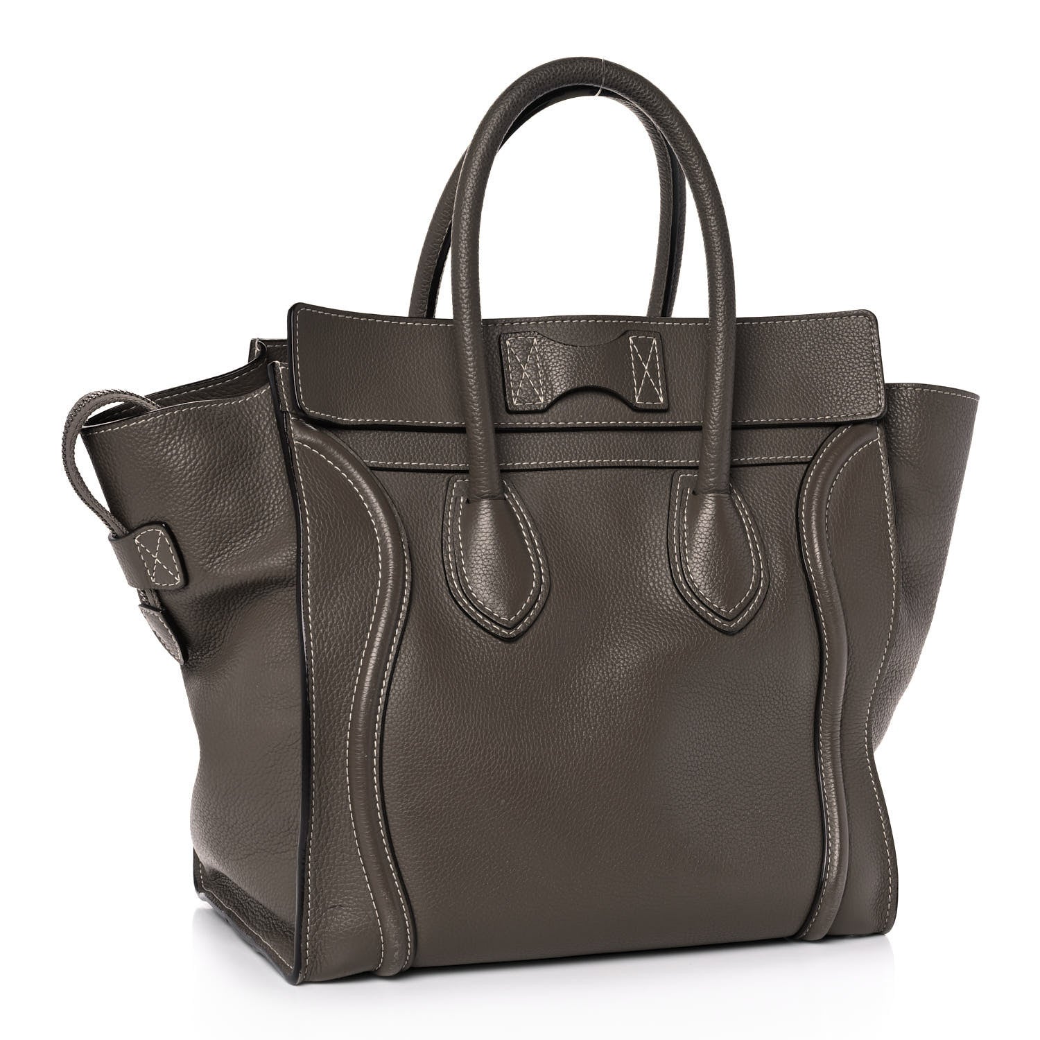Celine Drummed Calfskin Mini Luggage Souris 3 of 17