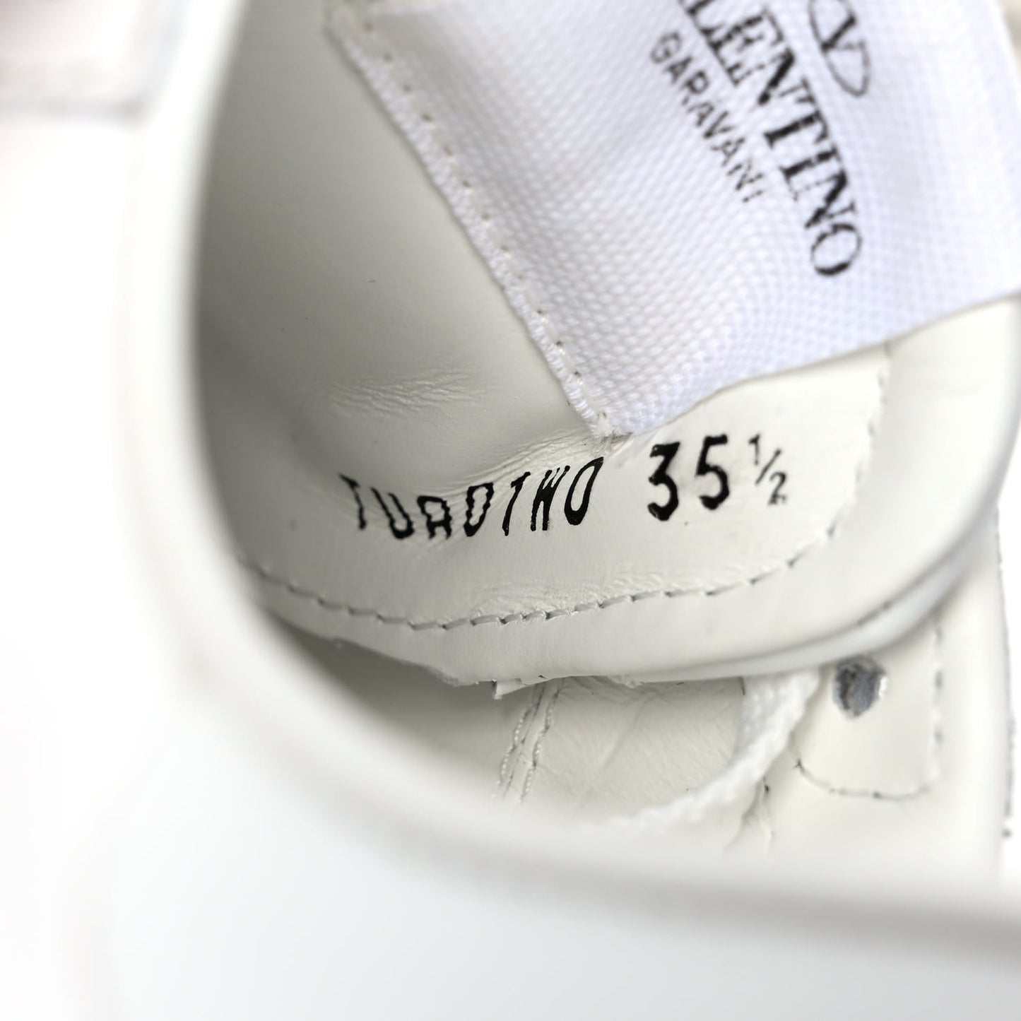 Calfskin Womens Floral Print Rockstud Sneakers 35.5 White