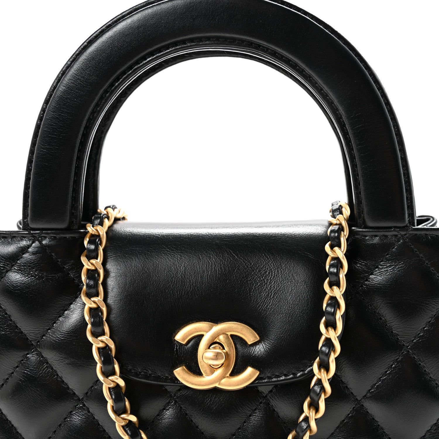 Chanel Shiny Aged Calfskin Quilted Nano Kelly Shopper Black 7 of 10
