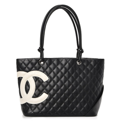 Chanel Calfskin Quilted Large Cambon Tote Black White 1 of 11