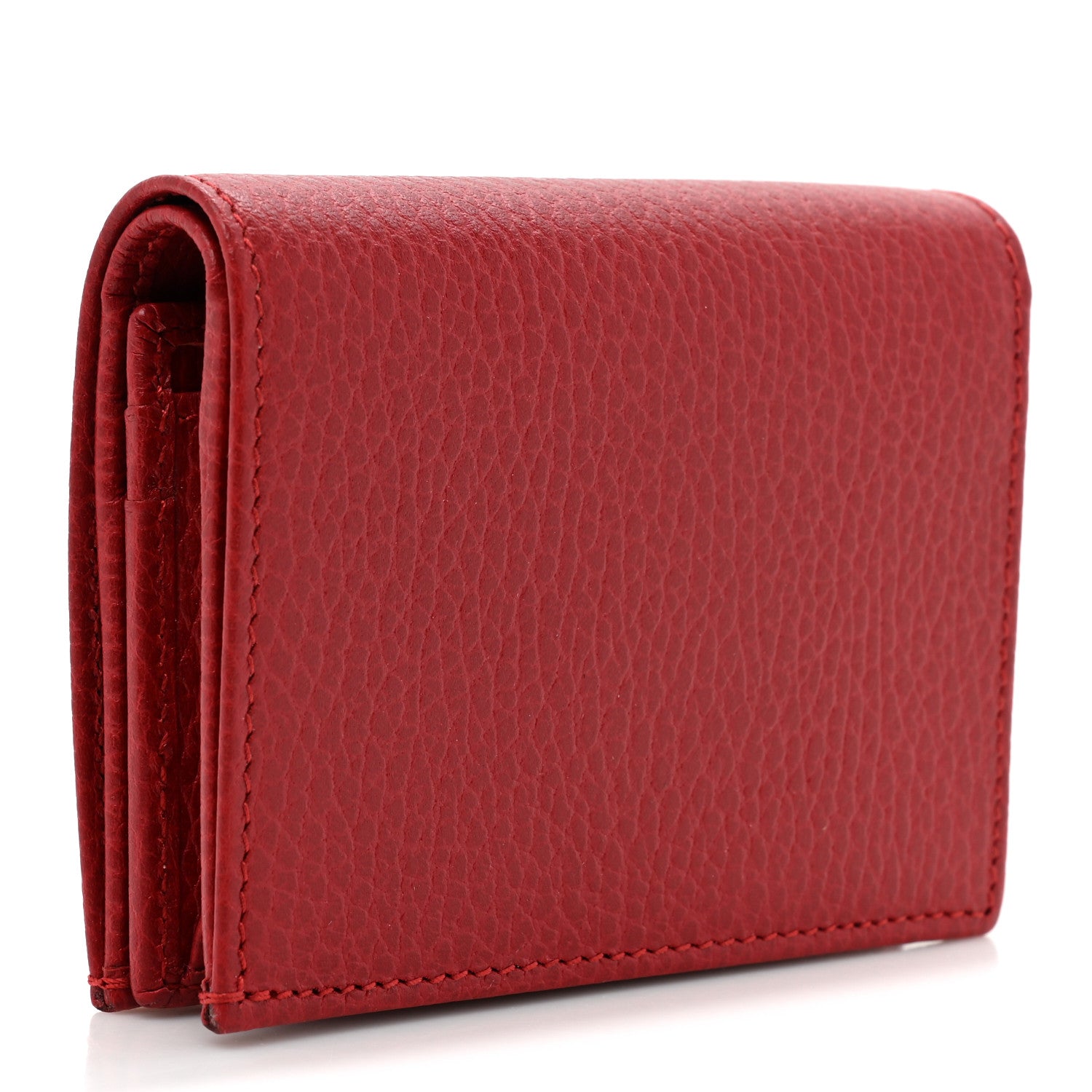Gucci Pebbled Calfskin GG Marmont Card Case Hibiscus Red 3 of 11