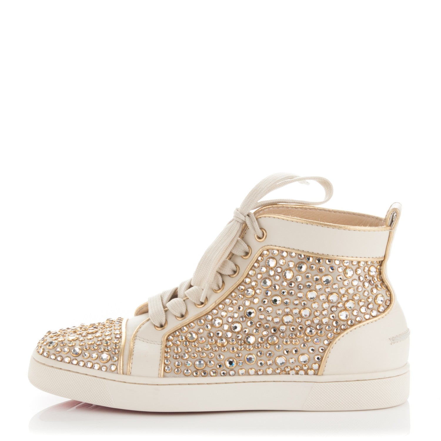 Christian Louboutin Strass Louis Flat Sneakers 38 Off White Gold 1 of 5