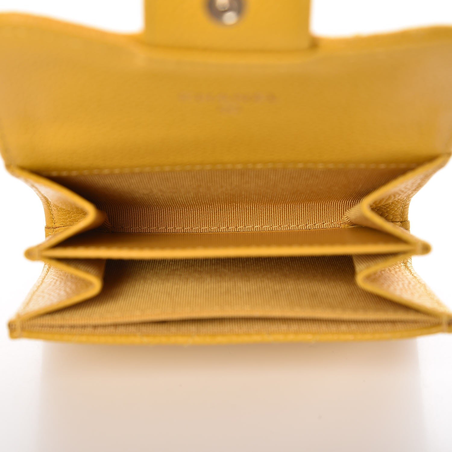 Chanel Caviar Quilted Flap Card Holder Wallet Yellow 5 of 9