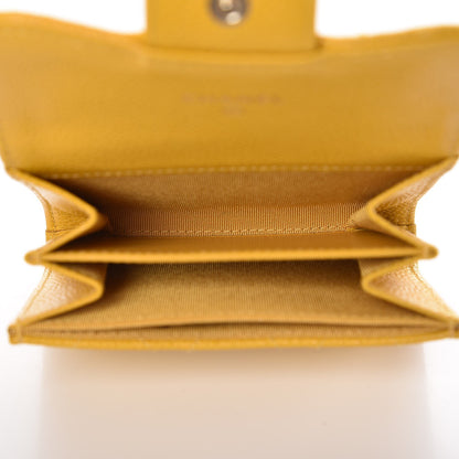 Chanel Caviar Quilted Flap Card Holder Wallet Yellow 5 of 9