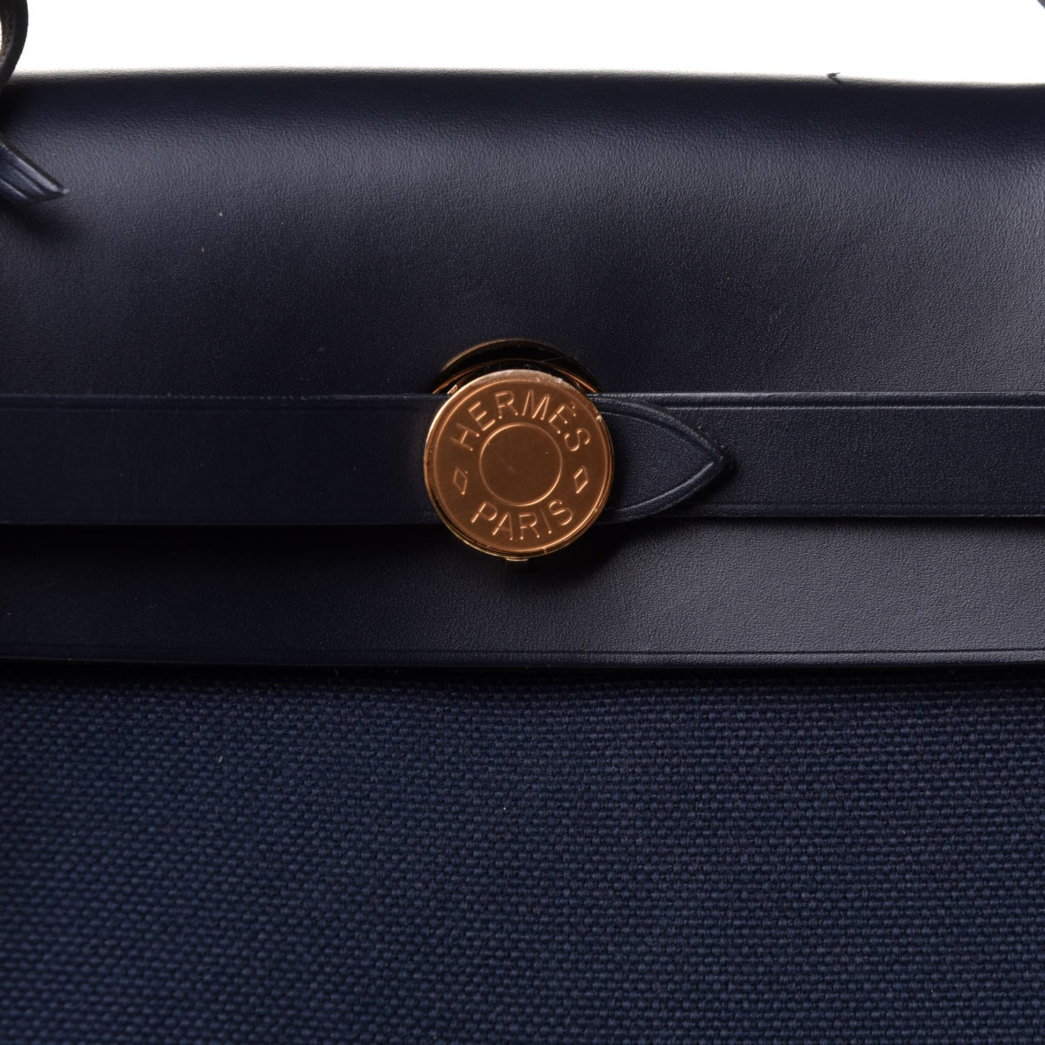 Hermes Military Toile Vache Hunter Herbag Zip 39 MM Bleu Indigo 10 of 19