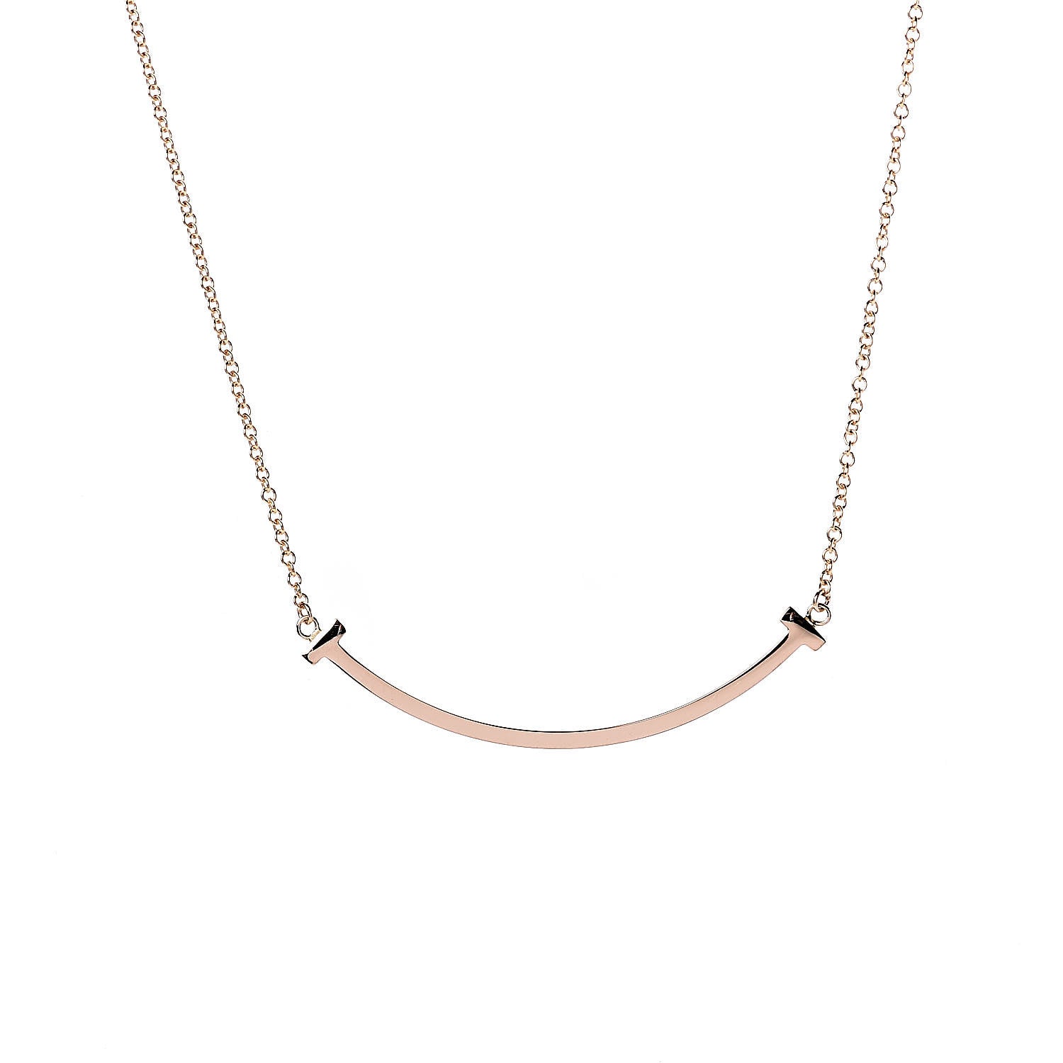 Tiffany 18K Rose Gold Small T Smile Pendant Necklace 4 of 6