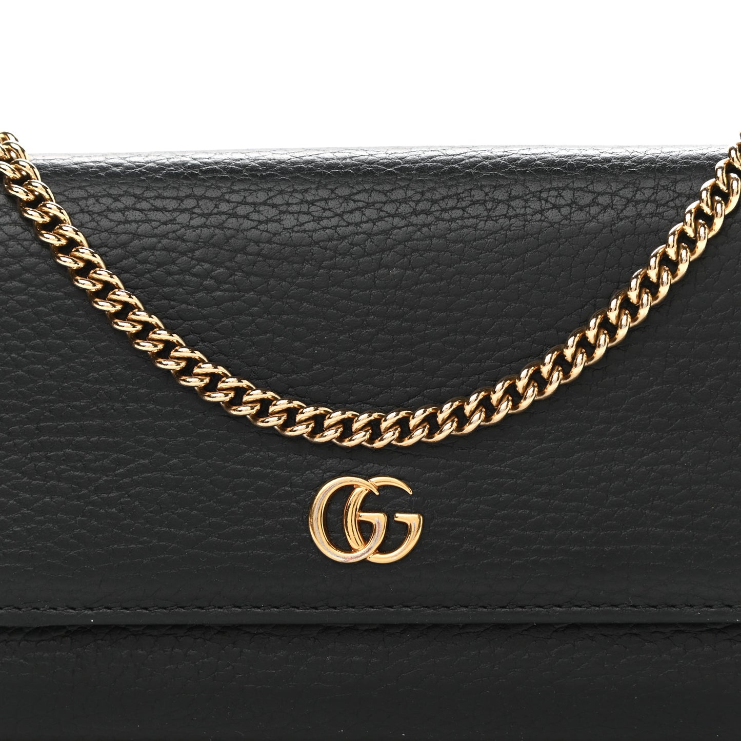 Calfskin Petite GG Marmont Wallet Chain Bag Black