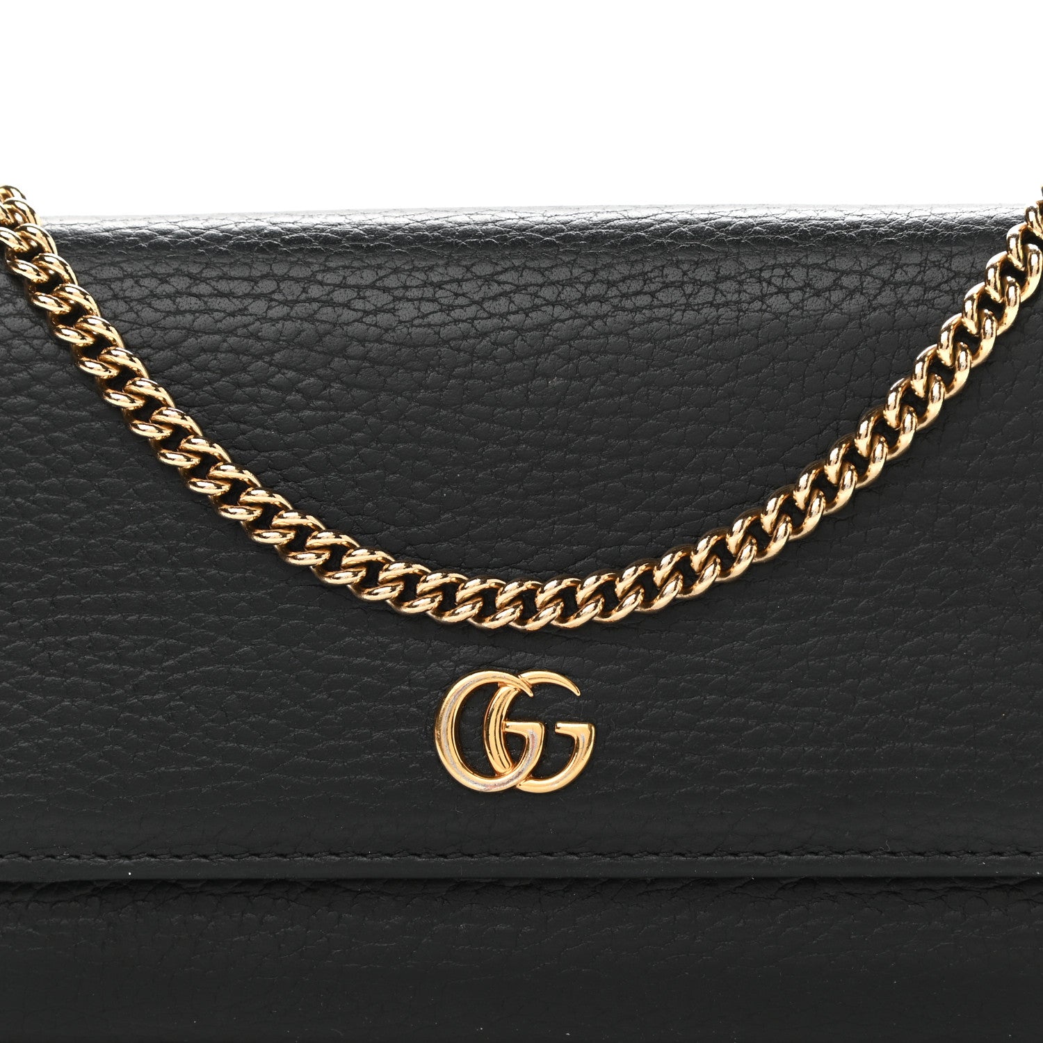 Gucci Calfskin Petite GG Marmont Wallet Chain Bag Black 7 of 10