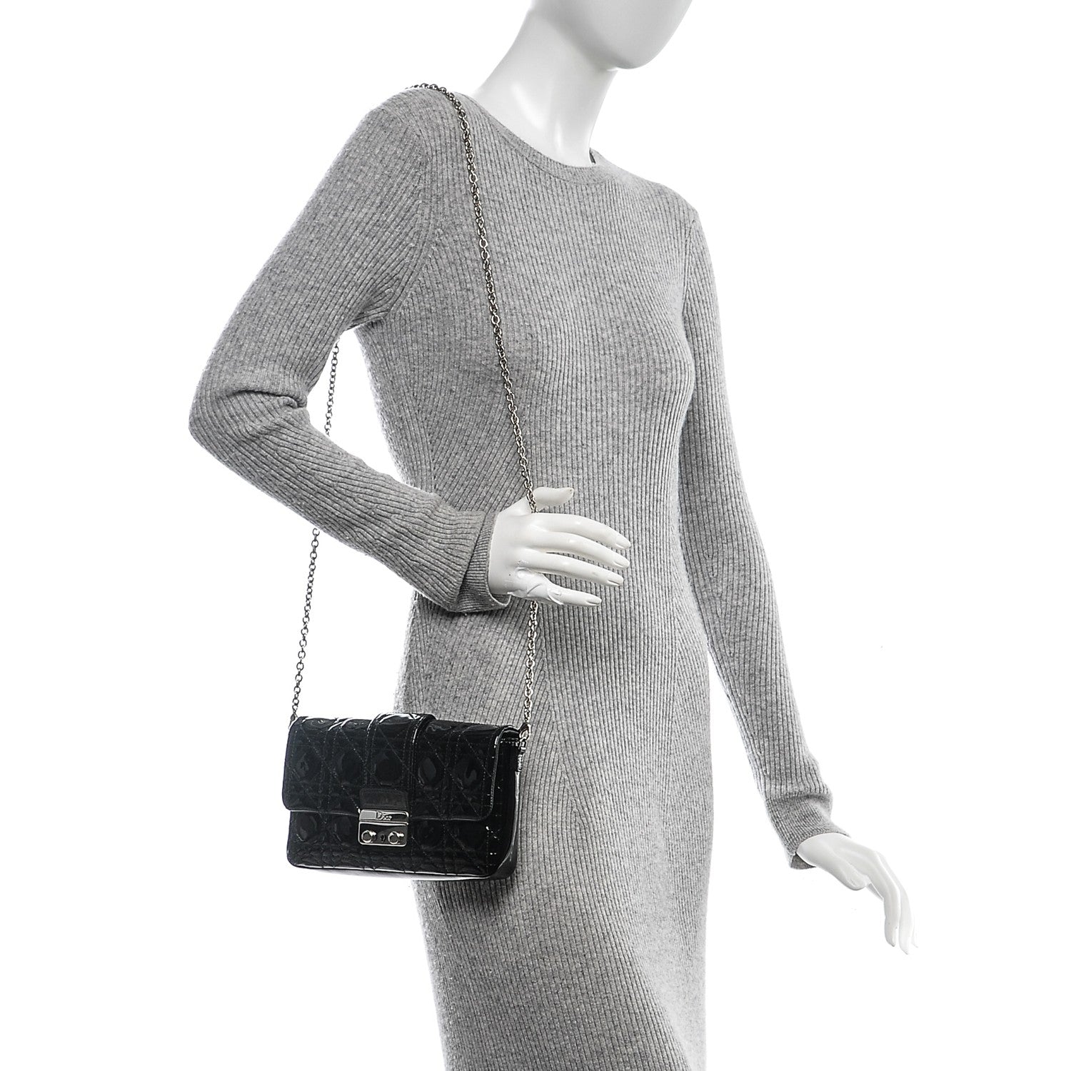 Christian Dior Patent Cannage New Lock Pouch Black 2 of 7