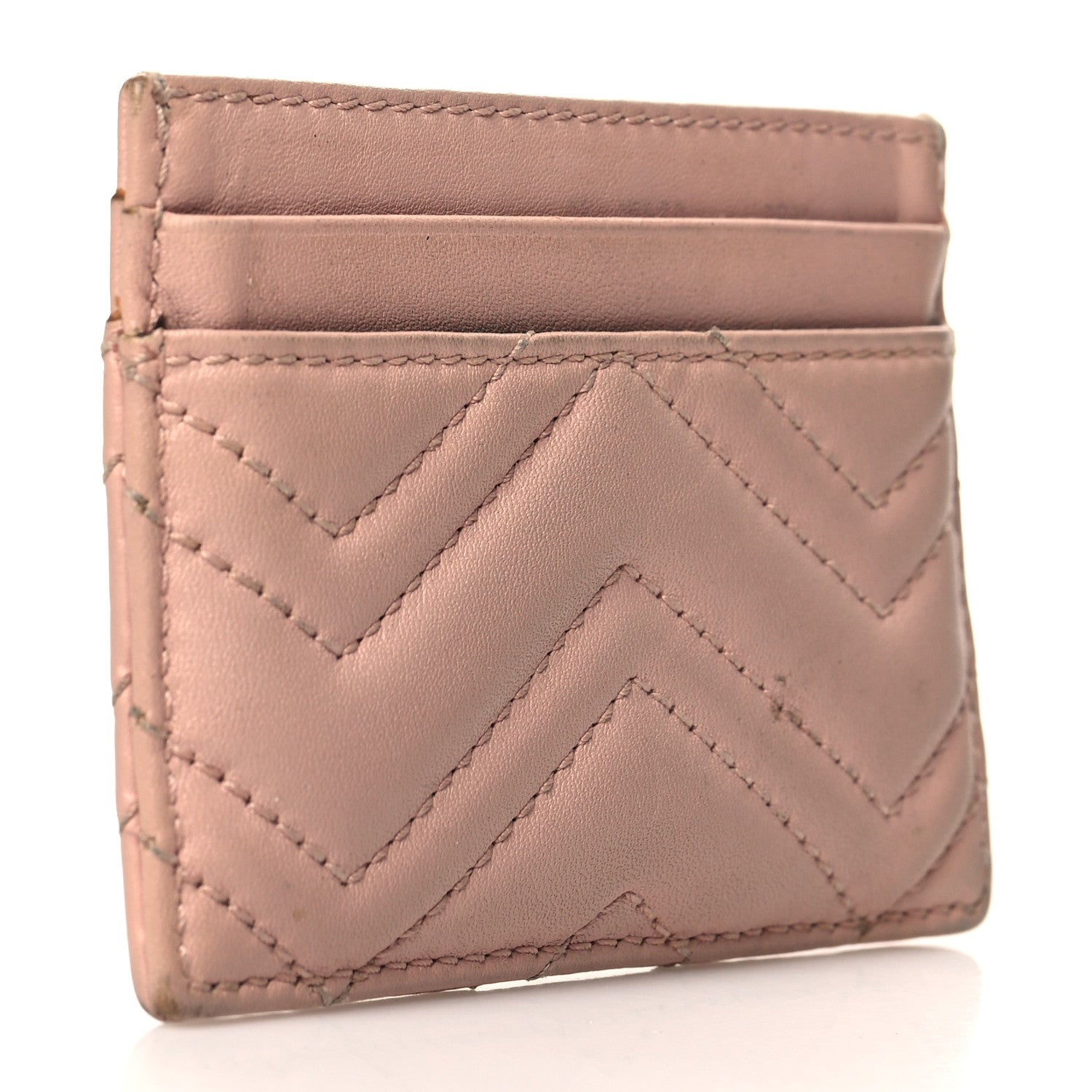 Gucci Calfskin Matelasse GG Marmont Card Holder Perfect Pink 3 of 12