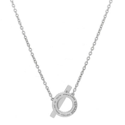 Hermes 18K White Gold Diamond Finesse Pendant Necklace 5 of 6