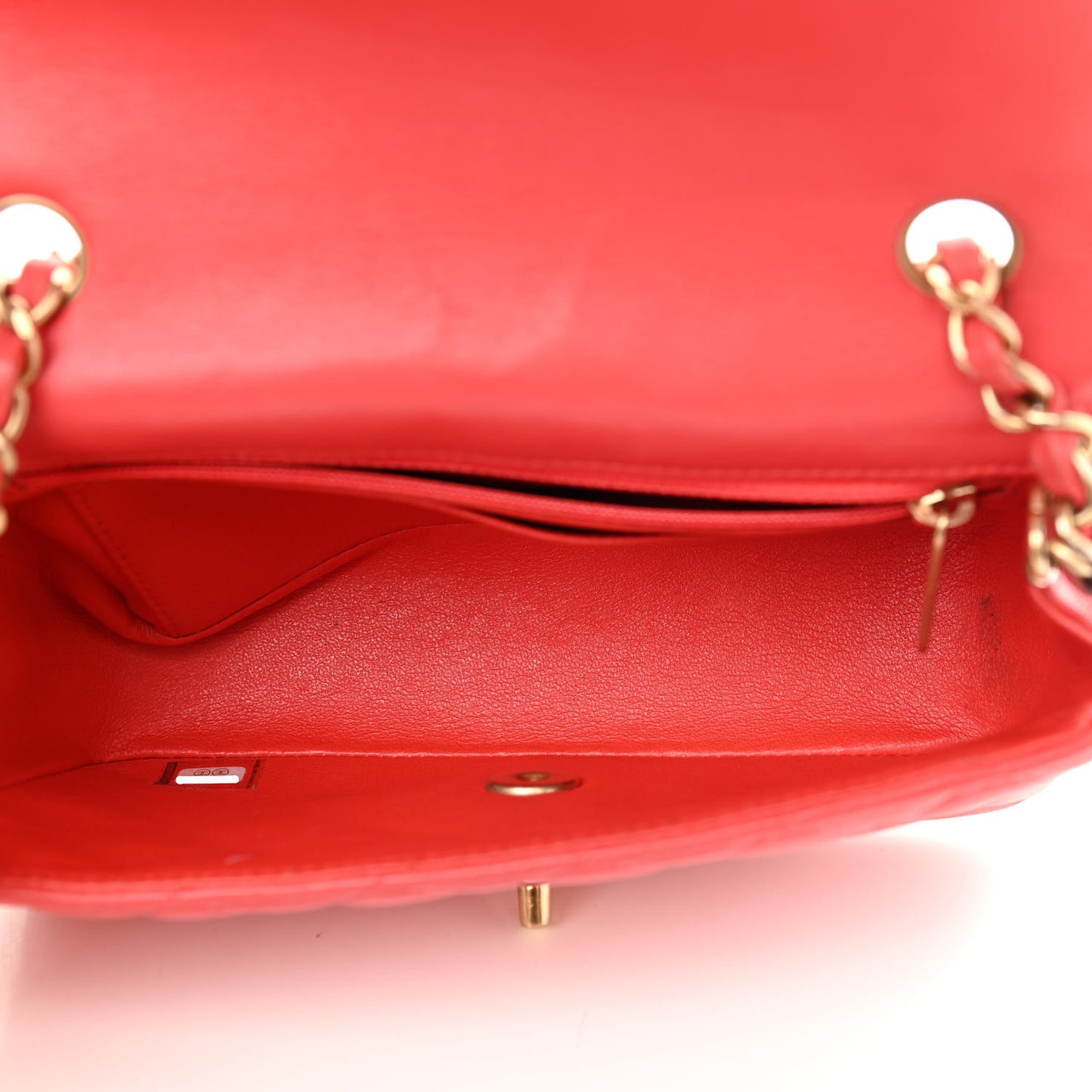 Lambskin Quilted Mini Rectangular Flap Red