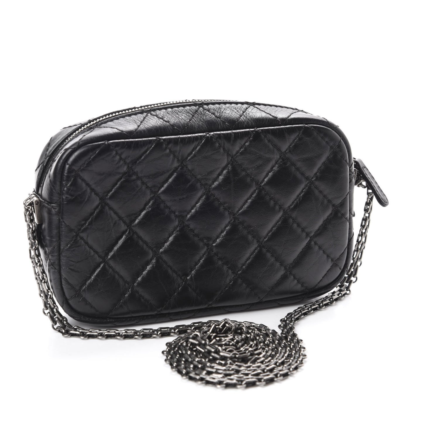 Aged Calfskin Quilted Mini Reissue Camera Case Black