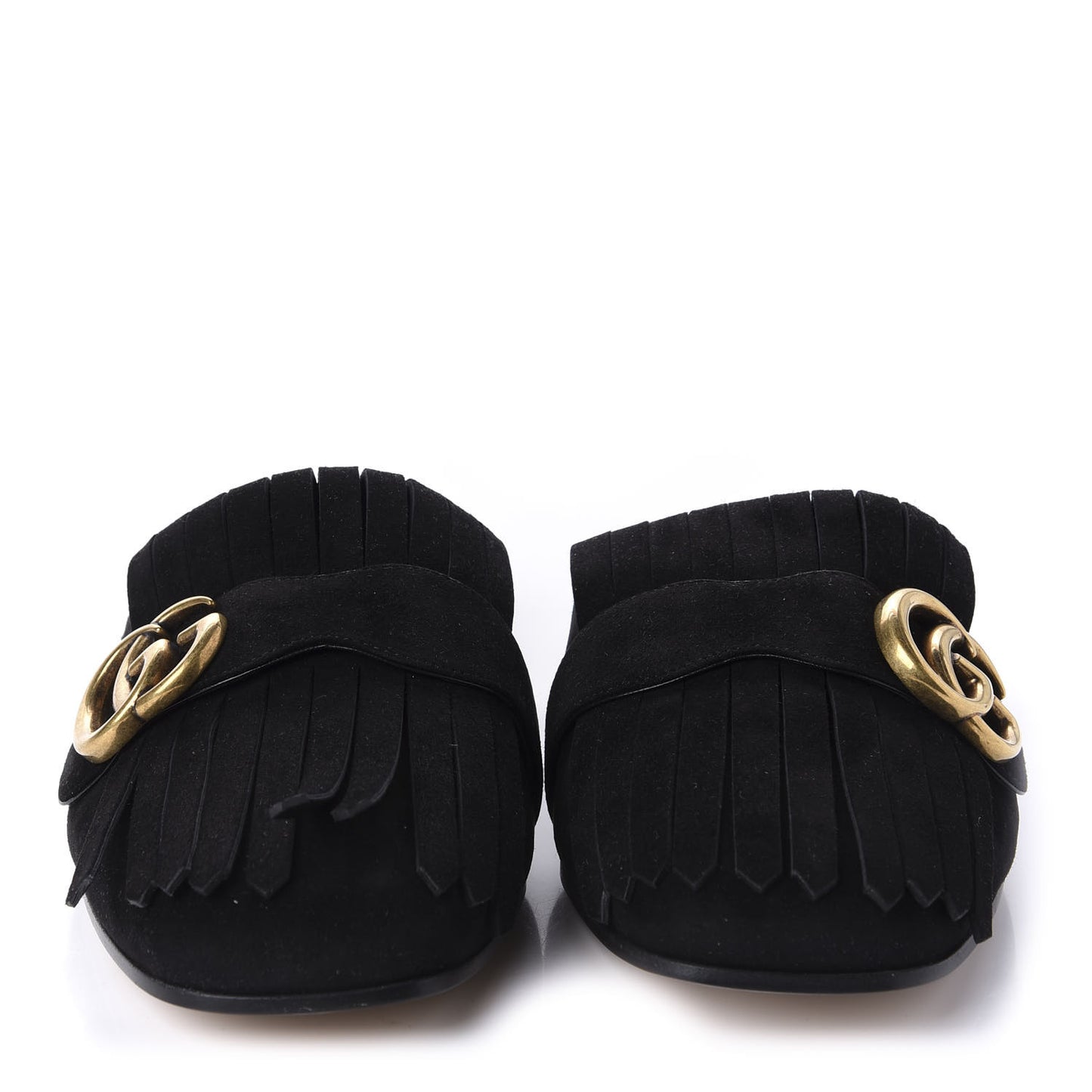 Kid Scamosciato GG Marmont Fringe Slippers 39 Black