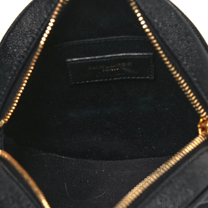 Saint Laurent Grain De Poudre Matelasse Chevron Quilted Round Vinyle Camera Bag Black 5 of 12