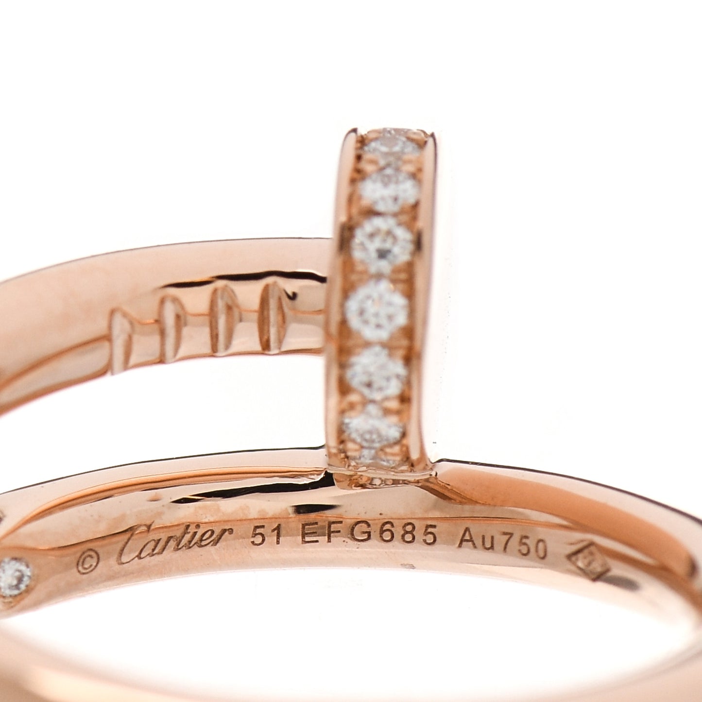18K Pink Gold Diamond Juste Un Clou Ring 51 5.75