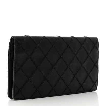 Chanel Distressed Caviar Stitched Yen Wallet Black 3 of 11