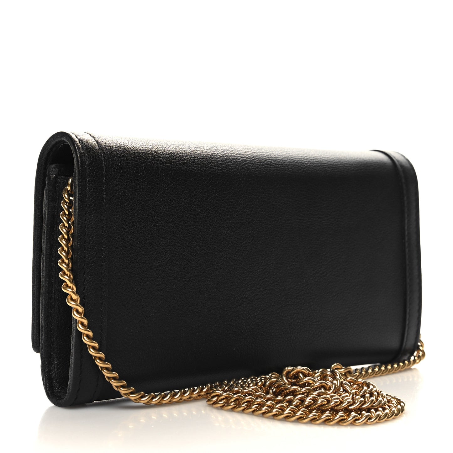 Wonka Grain Calfskin Diana Chain Wallet Black