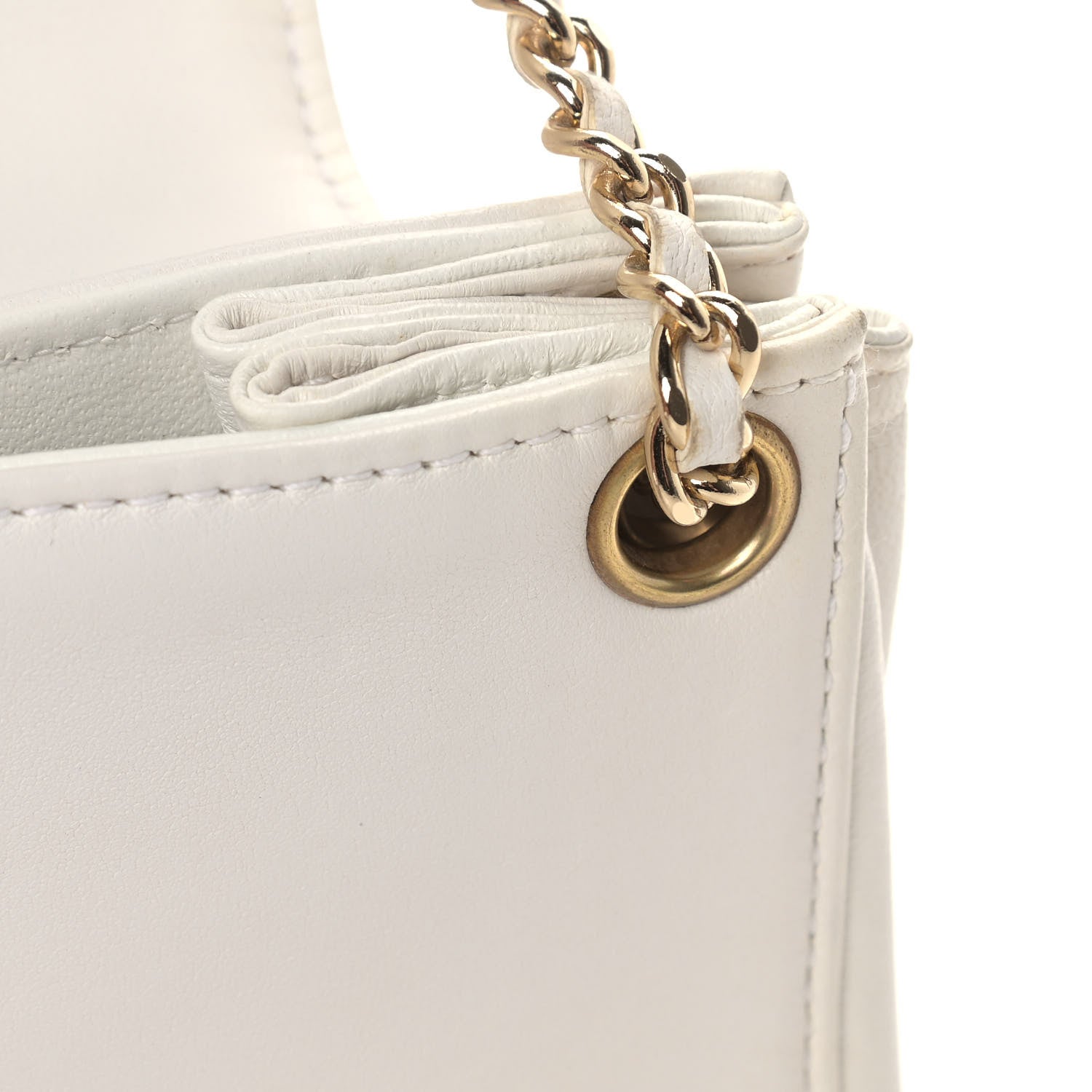 Chanel Lambskin Chocolate Bar Accordion Mademoiselle White 12 of 15