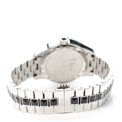 Christian Dior Stainless Steel Diamond Sapphire 33mm Christal Quartz Watch Black 3 of 5