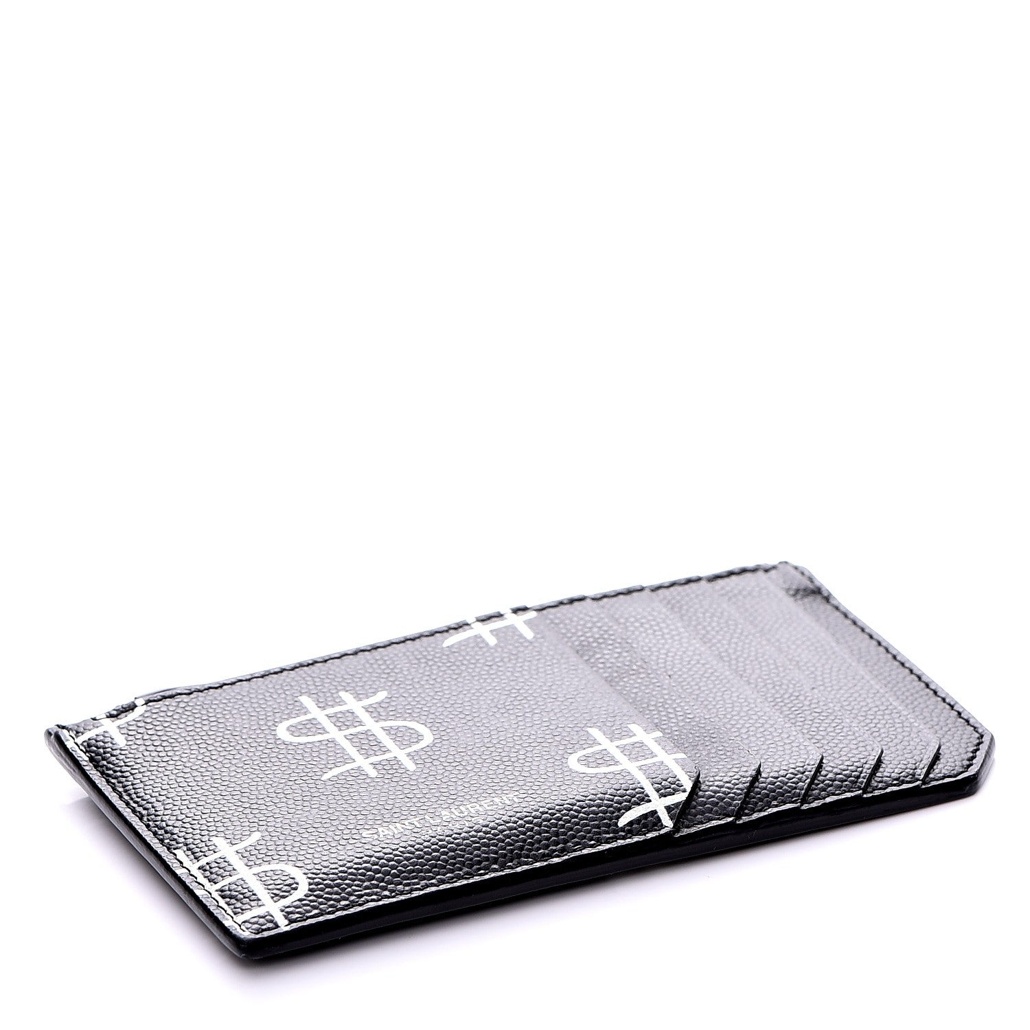 Saint Laurent Grain de Poudre Dollar Print 5 Fragments Zip Pouch Card Holder Black 4 of 8