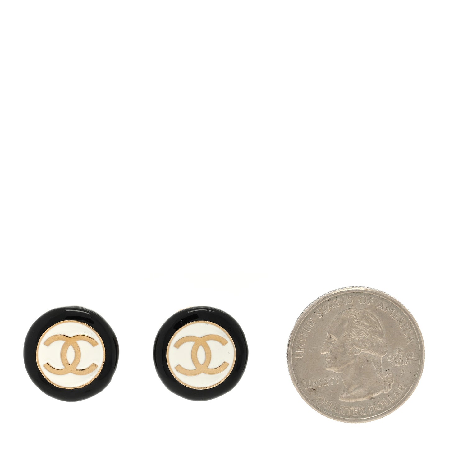 Enamel CC Clip On Earrings Black White