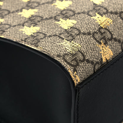 Gucci GG Supreme Monogram Bees Small Padlock Tote Beige Oro Black 11 of 12