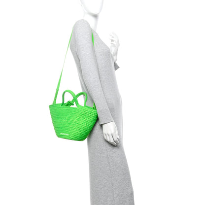 Balenciaga Nylon Lambskin Woven Small Ibiza Basket With Strap Green 2 of 11