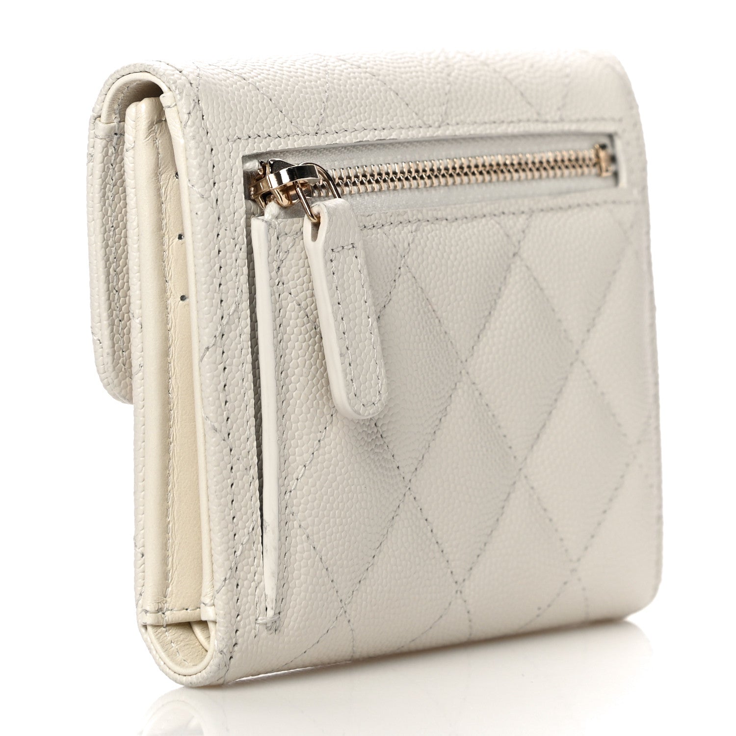 Chanel Caviar Quilted Compact Flap Wallet White 3 of 12