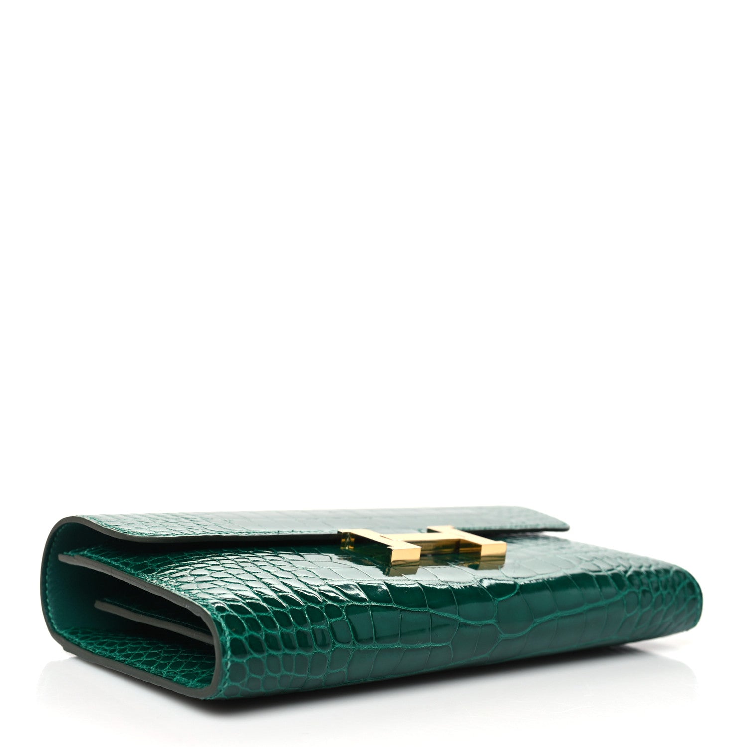 Hermes Shiny Alligator Constance Long Wallet Vert Emeraude 9 of 18